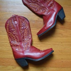 Laredo Red Leather Cowboy Boots